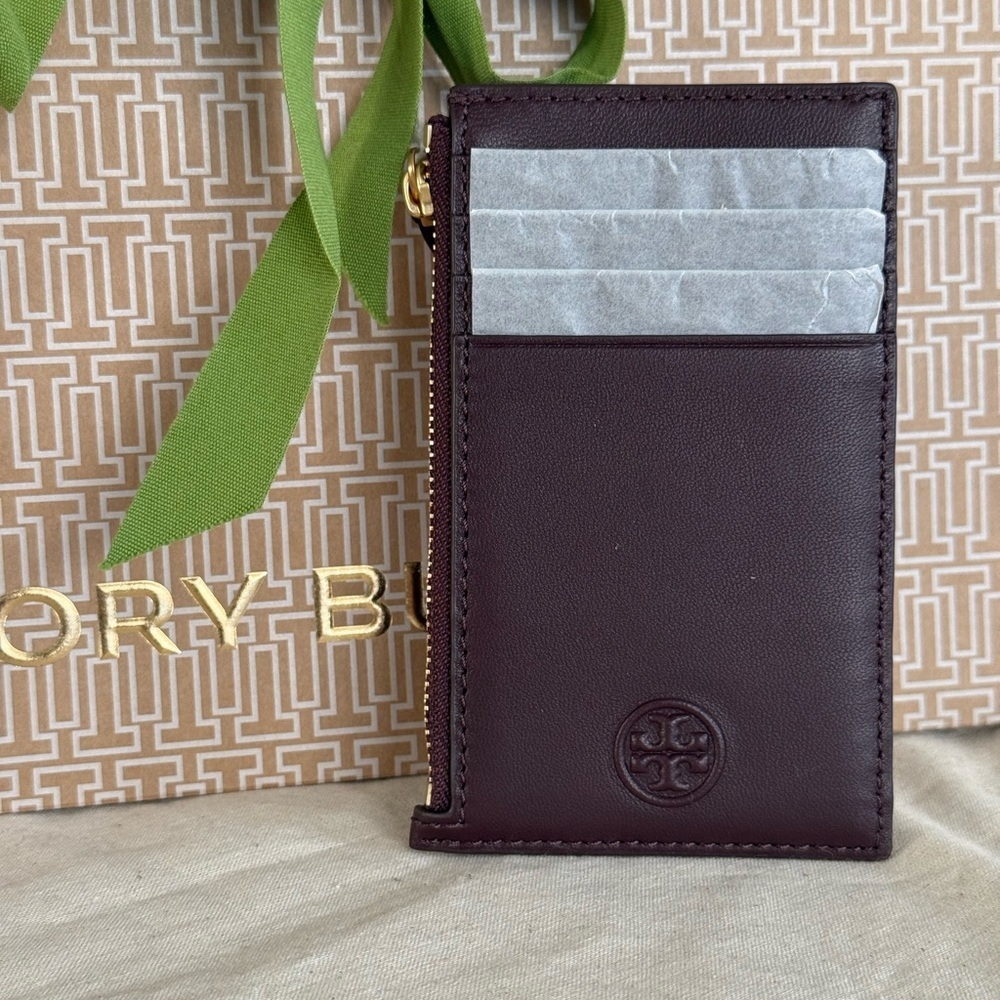 New Tory Burch FLEMING SOFT ZIP CARD / color ALBAROSSA